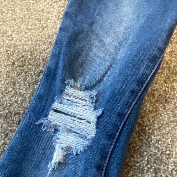 Wax Jean Ripped Distressed Skinny Medium Blue Denim Jeans Size Small 5 - Picture 2 of 6